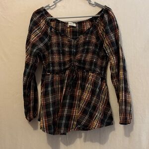 Chic Plaid Long Sleeve Blouse